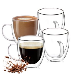 Thân Thiện Với Môi Rõ Ràng Đôi Tường Cách Điện Cao Thủy Tinh Borosilicate Cà Phê <span class=keywords><strong>Espresso</strong></span> Cốc Với Xử Lý - Product Image 1