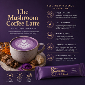 Marca Privada: Hermoso Latte Morado con 6 Hongos Funcionales, Café de Vainilla con Hongos, Latte de Ñame Morado Ube - Product Image 3