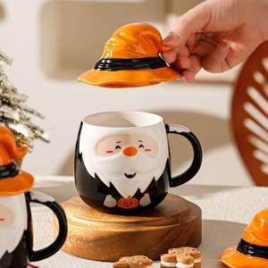 Taza de Agua con Diseño Atractivo, con Asa y Tapa, Taza de Cerámica Creativa de Alta Calidad para Navidad - Product Image 4