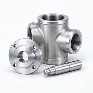 Pièces usinées CNC sur mesure en acier inoxydable OEM, corps de vanne multi-voies de précision, raccords d'arbre et de bride pour système de contrôle des fluides - Product Image 4
