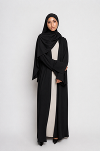Wholesale Premium Polyester Abaya Dress for Muslim Women-Elegant Floral Pattern <strong>Modesty</strong> <strong>Style</strong> Autumn/Spring Season Open Front - Product Image 4