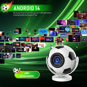 Proiettore Android 14 4K HY300F 170 Ansi Lumen Mini Proiettore LED Wifi6 BT5.4 Stile Calcistico Creativo per Film Novità - Product Image 2