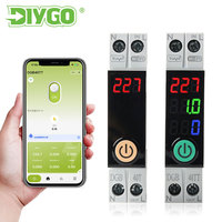 Interruptor de Circuito Inteligente WiFi Tuya Mini de Plástico 1P 63A con Temporizador, Medidor de Energía kWh, Protector de Voltaje y Control Remoto