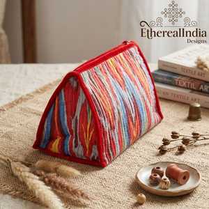 Quilted Ikat Makeup Bag Cotton Toiletry Pouch Travel Organizer <b>Boho</b> Cosmetic Storage Bag - Product Image 4