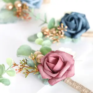 Ramillete de flores de muñeca barato para fiesta de graduación, ramillete de rosas de seda Artificial, accesorios de boda, ramillete nupcial de boda