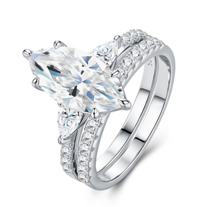 공장 가격 보석 새로운 디자인 도매 여성 럭셔리 Moissanite 세트 반지 보석 925 스털링 실버 고급 반지 - Product Image 2