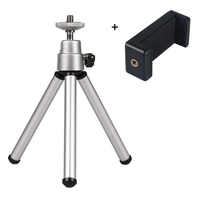 Mini esnek Tripod 2 bölüm halkalı telefon kılıfı tutucu projektör kamera için alüminyum alaşım masaüstü Tripod cep telefonu için