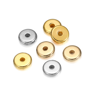 Flat Round Disc Spacer <b>Beads</b> 8mm Gold And <b>Silver</b> Plated For Bracelet Making Jewelry Findings Components - Product Image 2