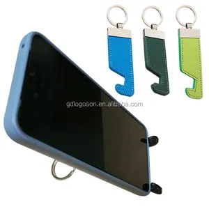 Hot Selling Pu Leer Mobiele Telefoon Houder Sleutelhanger Mobiele Telefoons Accessoires Custom Logo Telefoon Stand Houder Sleutelhanger