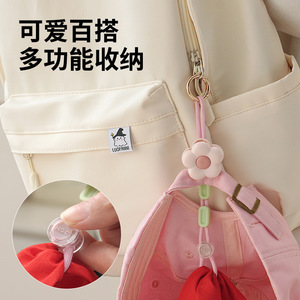 Flower Hat <b>Clip</b> Portable Travel Storage Ornament Backpack <b>Hook</b> Hanging Rope Windproof <b>Clip</b> Pink Purple Off White - Product Image 1