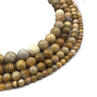Perles rondes naturelles de 12mm en jaspe et corail