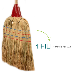 Escoba de sorgo de 140 cm de largo con 4 hebras para limpieza de caminos de jardín al aire libre - Product Image 3