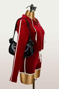 Viviblook Z1011ST <b>Women's</b> <b>Set</b> Tracksuit Zipper Jacket Hooded Coat <b>Top</b> <b>Shorts</b> Active Sporty 2 Piece Casual <b>Set</b> - Product Image 3