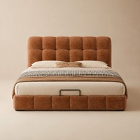 Cadre de lit luxueux en chenille capitonné avec tête de lit capitonnée pour chambre Queen ou King