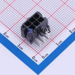430450602 Wire-to-Board Pin Header Bent Lead Through Hole,P=3mm Connector 2x3P 3mm Right Angle Insert Micro-Fit (MX 3.0) - Product Image 1