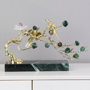 Luxe Salon Porche Meuble TV Armoire À Vin Bibliothèque Décorations Améthyste Riche Arbre Lumière Métal Artefact Charme - Product Image 4