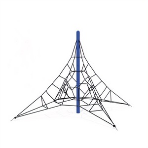 Structure de jeu triangulaire noire de haute qualité avec toboggan orange, balançoires, <span class=keywords><strong>zone</strong></span> d'escalade et tabourets champignons pour parc - Product Image 4