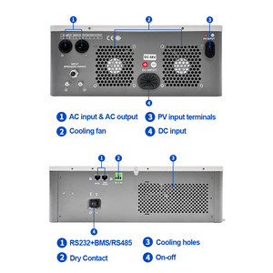 Convertisseur solaire hybride 4K 24V 120A double AC/DC MPPT 60-500V, onde sinusoïdale pure, efficacité de 97%, Wi-Fi intégré, sortie monophasée - Product Image 4