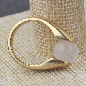 Anillos de Moda de 10MM, Oro de 18K, Piedra Negra, Engaste a Presión, Diseño Geométrico, Joyería de Regalo - Product Image 4