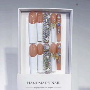 Offre Spéciale – <span class=keywords><strong>Faux</strong></span> <span class=keywords><strong>Ongles</strong></span> Longs en Forme de Cercueil Faits Main, Robustes et Prêts à Poser, Idéals pour Salons - Product Image 4