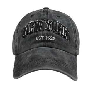 بيع بالجملة فارغة خمر غسلها القطن توالت دات قبعة شعار مخصص التطريز المتعثرة غير منظم للرجال النساء - Product Image 3