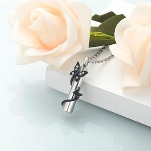 Collar con Urna Conmemorativa de Mariposa para Cenizas, Joyería de Cremación Unisex, Colgante de Vial Personalizado, Regalo Conmemorativo para Seres Queridos - Product Image 3