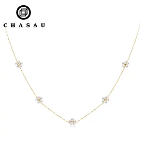 China Factory Price 925 Sterling Silver 14K Gold Plated 3mm Shell Beads Flower-shape Pearl Necklace for women