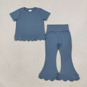 Nouvelles arrivées : ensembles de vêtements pour bébés filles, chemises à manches courtes, pantalons cloche, vêtements à volants - Product Image 2