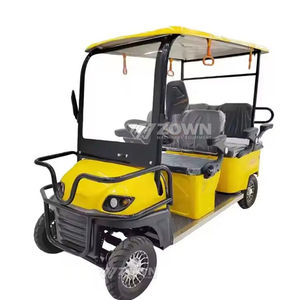 Carrito de golf eléctrico amarillo para 4 pasajeros, fabricado por Manufacturer, para transporte en zonas turísticas y campus. - Product Image 1