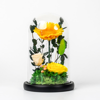 Vente en gros de tournesols éternels faits à la main dans un verre, cadeau de remise de diplôme, cadeau pour la fête des enseignants, fleurs préservées