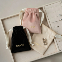 Pochette à bijoux en velours miniature personnalisée, sac à bijoux avec cordon de serrage, sac anti-poussière pour petits bijoux, emballage cadeau, rangement