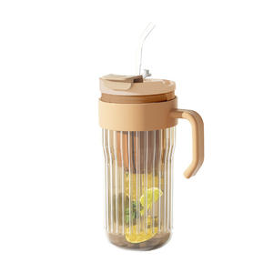 Tasse de séparation de thé de niveau d'apparence élevé avec poignée en <span class=keywords><strong>verre</strong></span> de paille 550ml grande capacité été Double boisson tasse d'infusion froide - Product Image 5