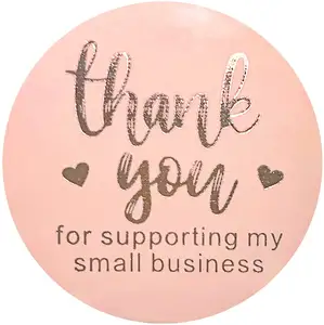 Ronde Dank U Voor Ondersteunende Mijn Kleine Business Sticker Etiketten Met Harten