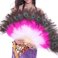 Éventails en plumes de marabout de dinde 100 % naturelles, éventails en plumes de paon, éventails à main pour spectacle de danse orientale, burlesque et spectacles sur scène