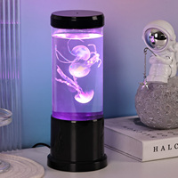 Lampe de table LED à changement de couleur RGB en forme de méduse, design moderne TH, commande tactile, dôme en plastique noir, abat-jour