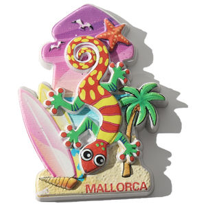 Aimants de réfrigérateur personnalisés avec logo imprimé, souvenirs, impression UV 3D, Résine, Gécko de la plage de Neptun, Roumanie, Mamaia, Personnalisable - Product Image 1