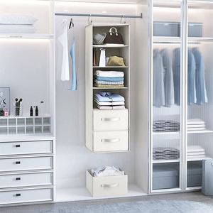 Best Selling Collapsible Hanging Closet Organizer 3 Drawers Side <b>Pocket</b> Storage Shelf Wardrobe Storage Clothes Bags Made <b>Plastic</b> - Product Image 4