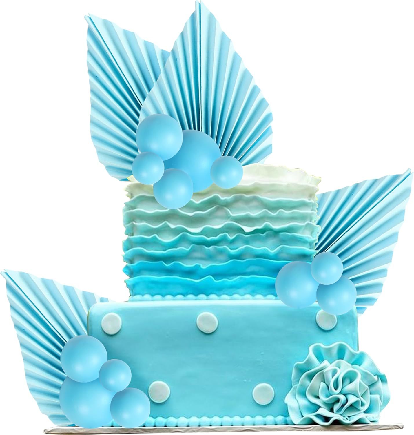 Ensemble d'éventails en papier boule en mousse bleu clair de 20 pages
