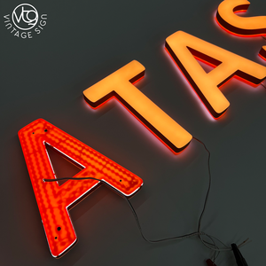 Insegna a <span class=keywords><strong>LED</strong></span> 3D personalizzata arancione bifacciale IP65 impermeabile per lettere scatolate da interno/esterno per aziende di insegne luminose - Product Image 2