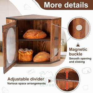 Caja de Pan Rectangular de Bambú Ecológica, Impermeable y Orgánica, Contenedor de Almacenamiento de Alimentos de 2 Niveles con Ventana Acrílica Moderna - Product Image 5