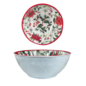 Tazón de melamina con decoración de visco, diámetro [insertar diámetro]. 22 CM de alto, 8 CM de ancho, BLANCO, CON DECORACIÓN NAVIDEÑA - Product Image 1