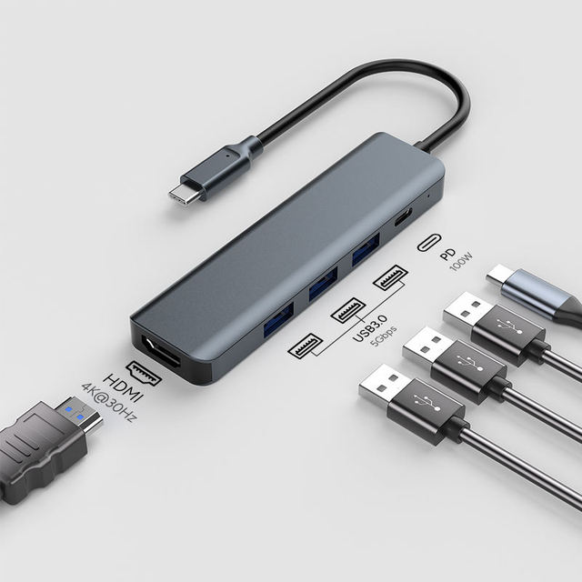 5 in 1 HDMI 4K 30HZ PD 100W Fast Charge Docking Station 5Gbps USB Hub for Game Computer Laptop USB 3 Hub PD PCB