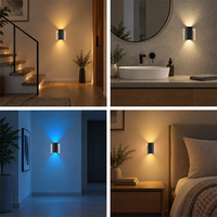 Lampu Dinding LED RGB Modern, Dapat Diredupkan, Lampu Malam dengan Remote Control dan Sensor Gerak untuk Dekorasi Latar Belakang Sofa Ruang Tamu/Kamar Tidur