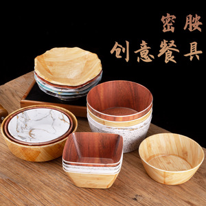 Bandeja de Servir de Melamina con Diseño de Madera 555, Plato Irrompible para Exhibición de Café y Té en Hoteles - Product Image 2