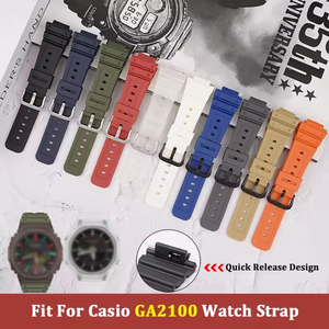 Bracelet de montre en TPU personnalisé pour hommes et femmes, 16 mm, à libération rapide, pour <span class=keywords><strong>Casio</strong></span> <span class=keywords><strong>GA</strong></span>-<span class=keywords><strong>2100</strong></span>/2110 - Product Image 1