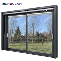 Porte coulissante en aluminium multi-voies RICHOCEAN avec stores intégrés, contrôle de la confidentialité, triple vitrage, portes coulissantes pour balcon
