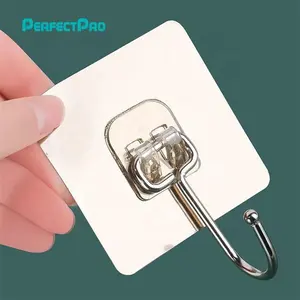 Rustproof And Waterproof Single Strong Adhesive Wall Hook Removable Plastic Adhesive Square Wall Hook