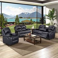 Sofá Seccional Modular, Juego de Muebles para Sala de Estar, Sofá Reclinable Moderno de Cuero, Sillón Reclinable