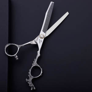 Tijeras de Peluquería Profesionales Thesheery de 6 Pulgadas, Acero Inoxidable 440C, para Diestros, Plateadas, Modelo Great Tail Dragon Flat Shears - Product Image 4