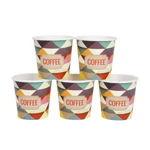Hot Selling Eco-Friendly Disposable Custom Printed Pattern Single Wall Hot Drink 4 Oz Coffee Cups For Beverage Coffee Tea